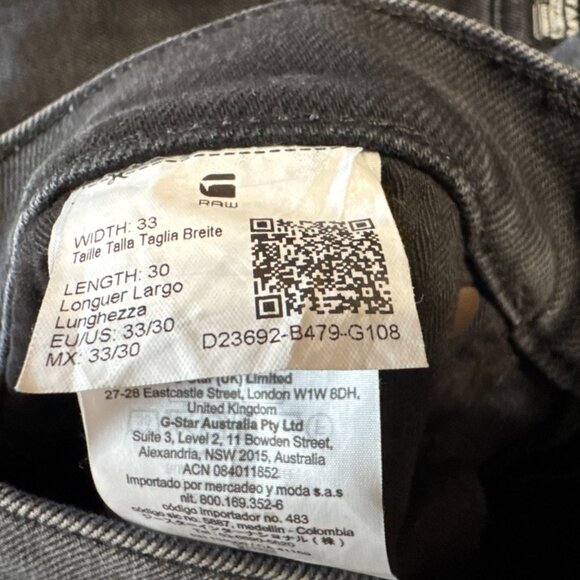 G Star Raw Mosa Straight Jeans Mens 33/30 Black Wash Denim - Picture 9 of 9
